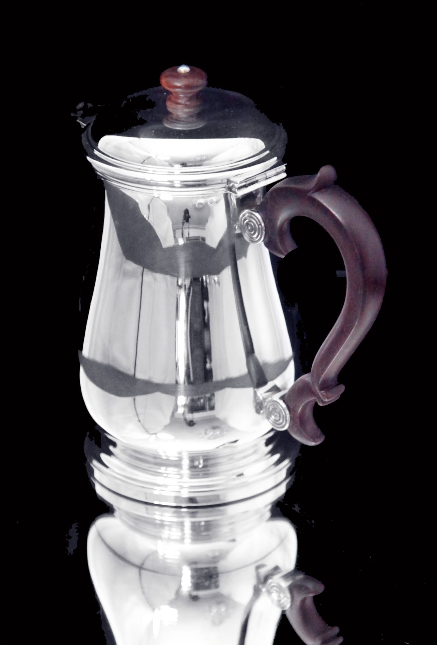 PUIFORCAT (HERMES) CHRISTOFLE - 5pc. 950 STERLING SILVER TEA SET + 4 FABERGE IMPERIAL EGG EXPRESSO - 7