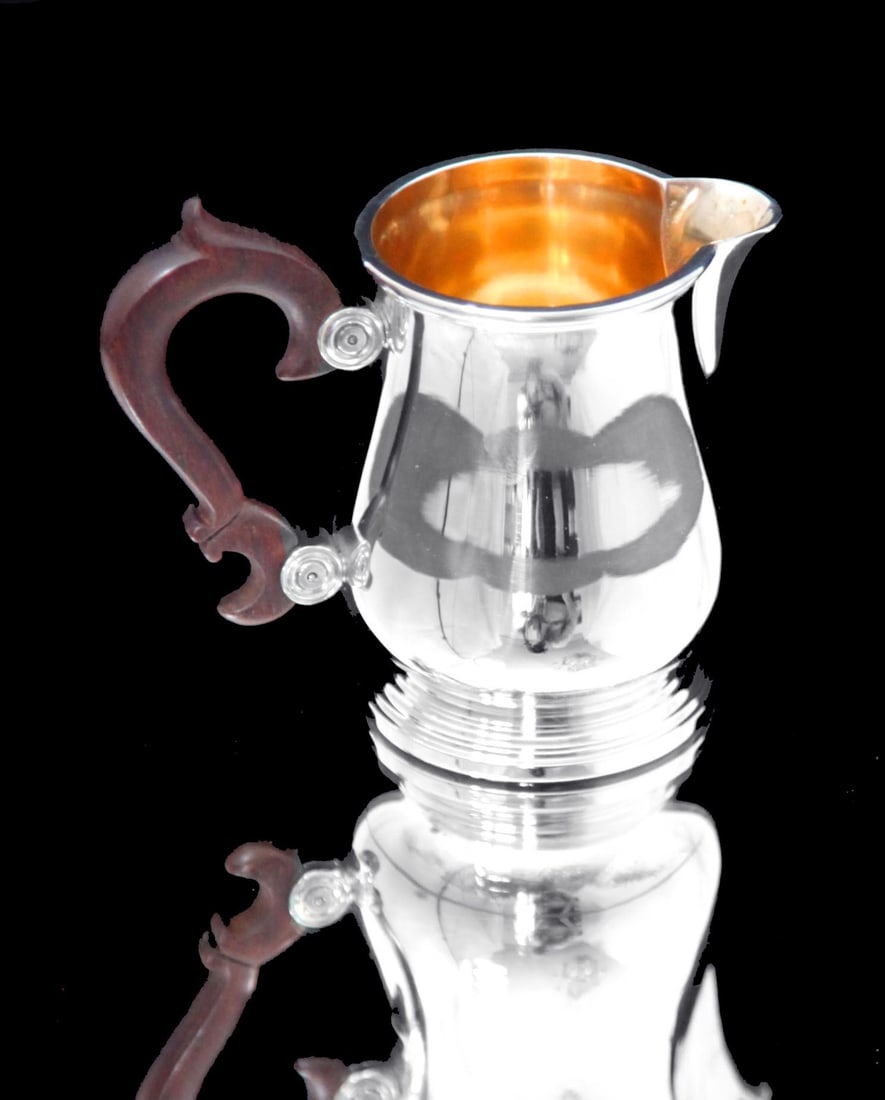 PUIFORCAT (HERMES) CHRISTOFLE - 5pc. 950 STERLING SILVER TEA SET + 4 FABERGE IMPERIAL EGG EXPRESSO - 8