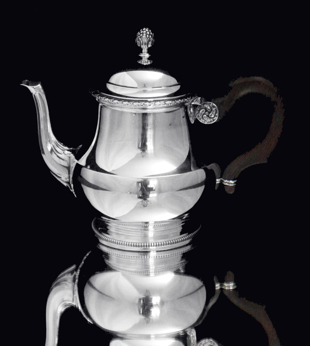 PUIFORCAT / HERMES ANTIQUE 5pc. 950 STERLING SILVER TEA SET + TRAY, 1850-1899 - 4