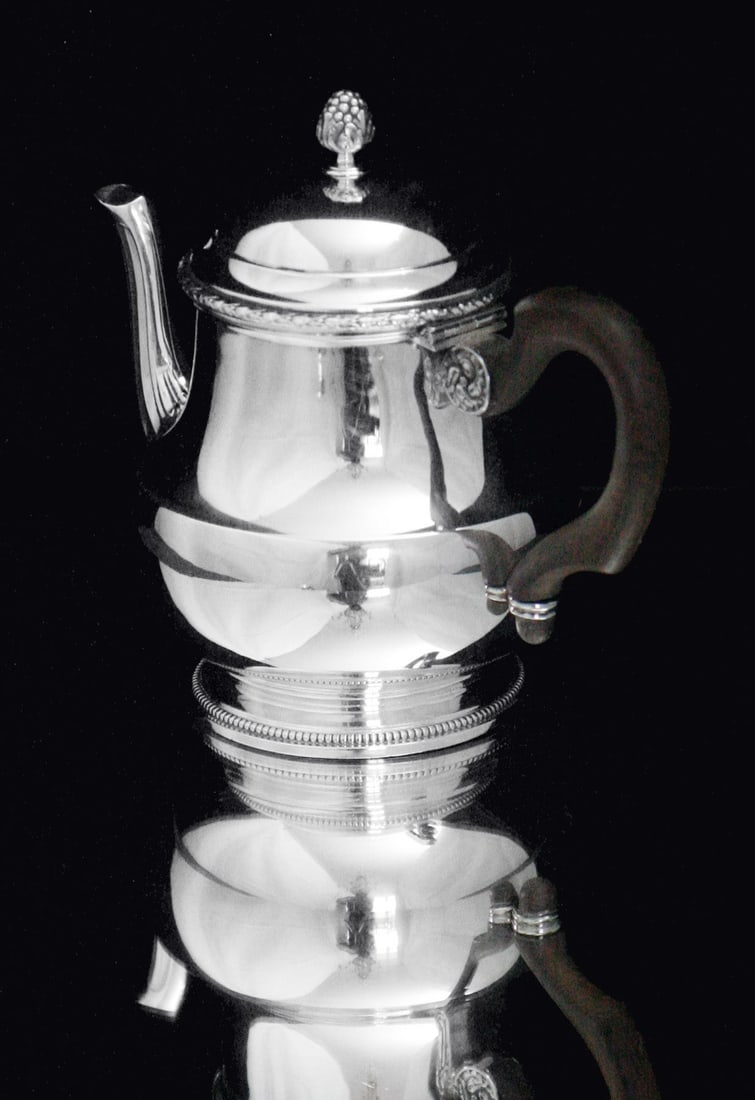 PUIFORCAT / HERMES ANTIQUE 5pc. 950 STERLING SILVER TEA SET + TRAY, 1850-1899 - 5