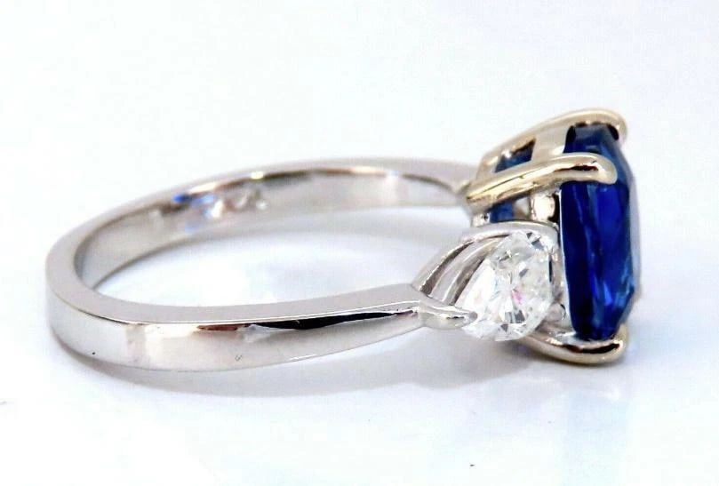 GIA Certified 2.94ct Natural No Heat Blue Sapphire Diamonds Ring 14kt #12347 - 2