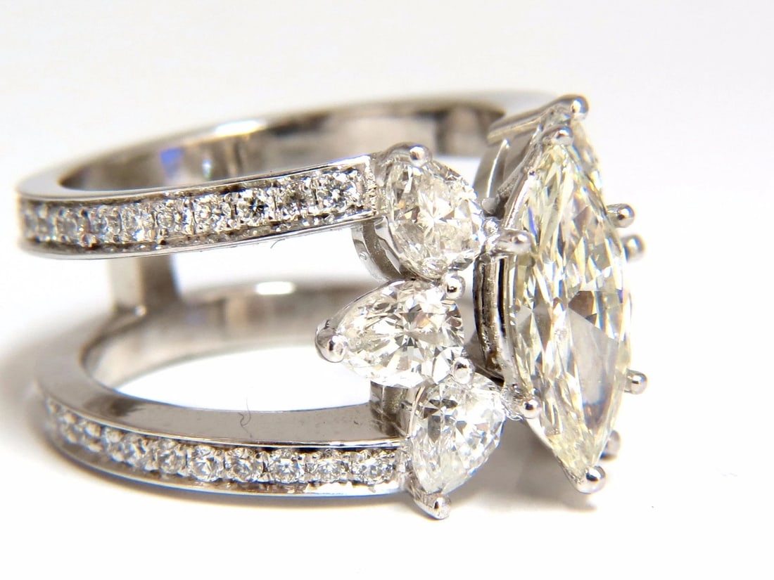 4.12ct natural diamonds marquise / pear eternity ring cocktail mod+ - 3