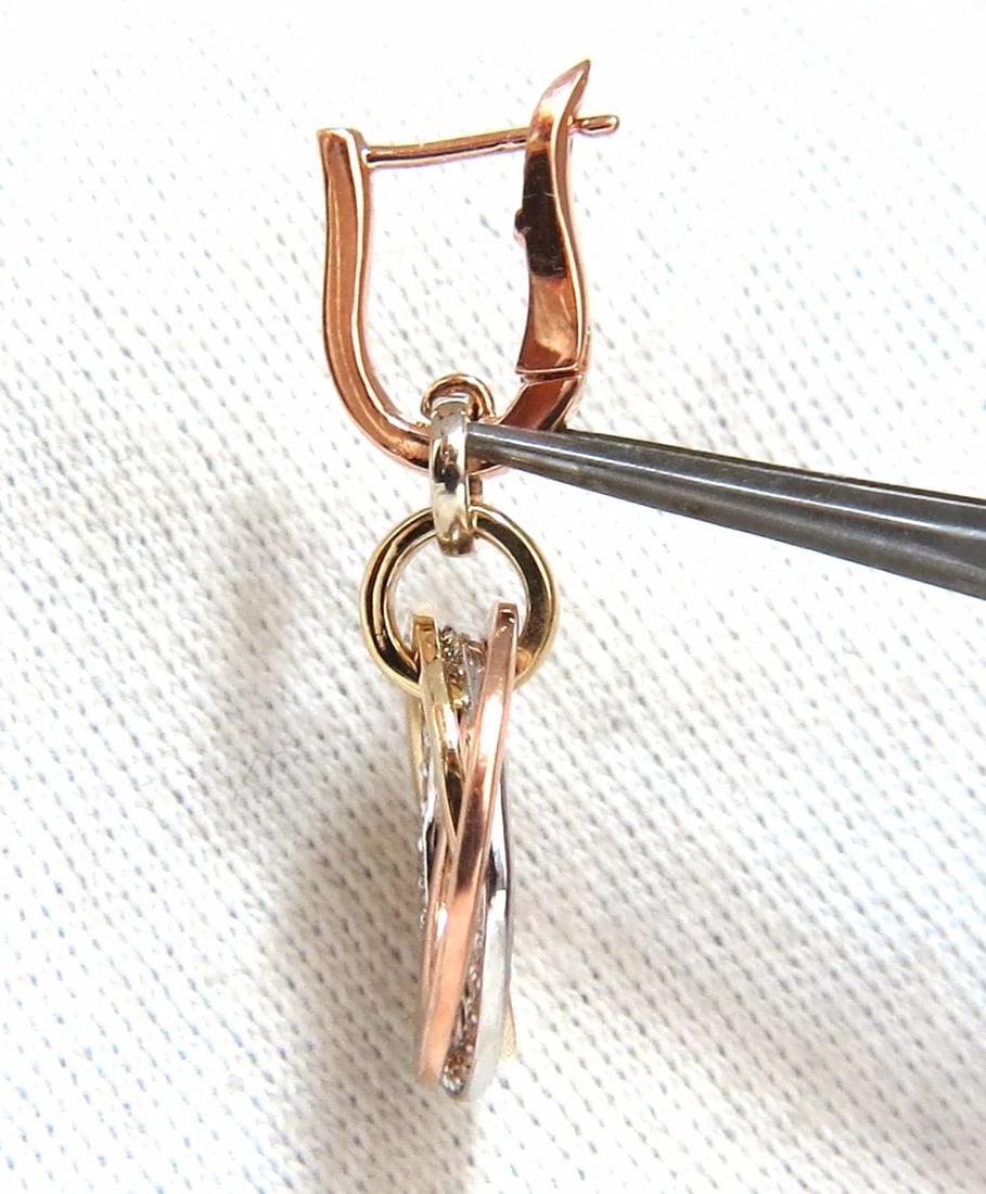 .50ct natural diamonds rolling loop rings dangle earrings 14kt multi** - 2