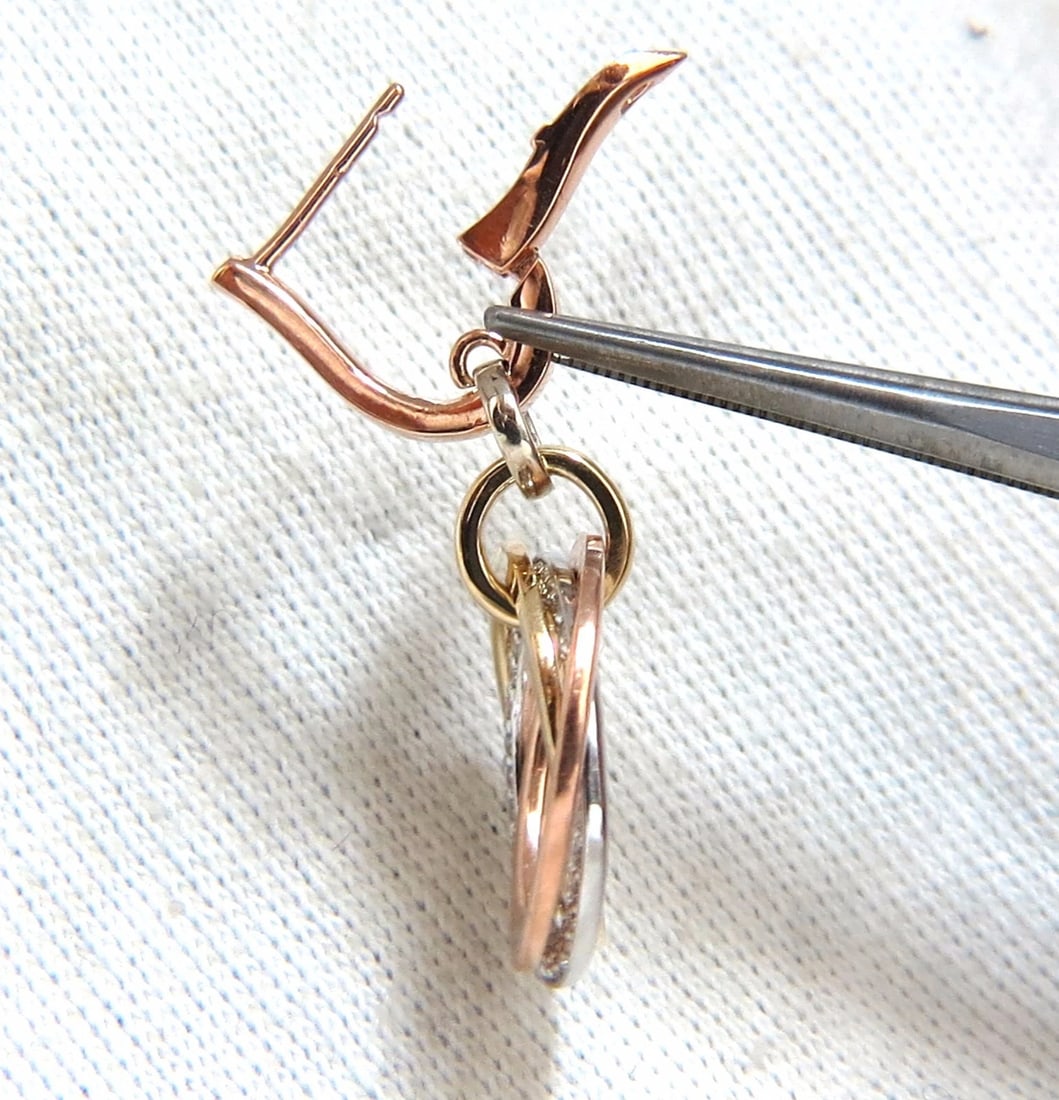 .50ct natural diamonds rolling loop rings dangle earrings 14kt multi** - 3