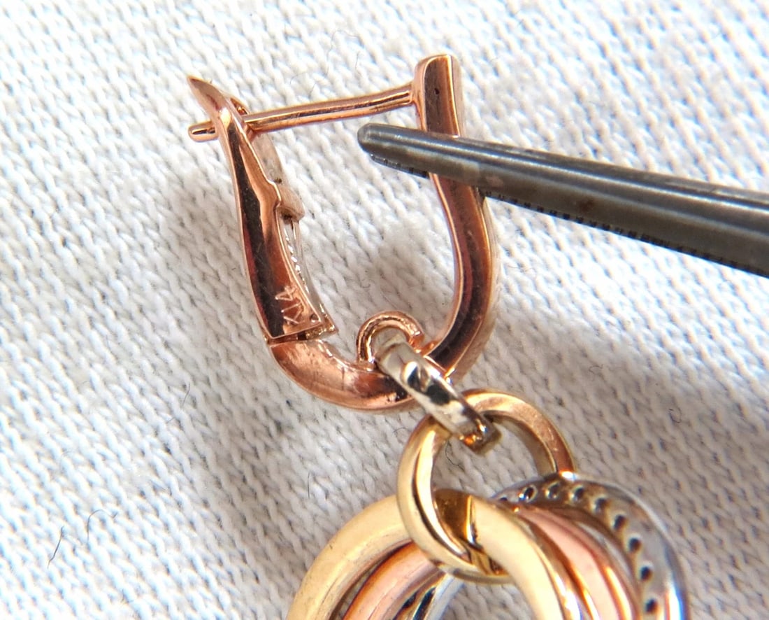.50ct natural diamonds rolling loop rings dangle earrings 14kt multi** - 6