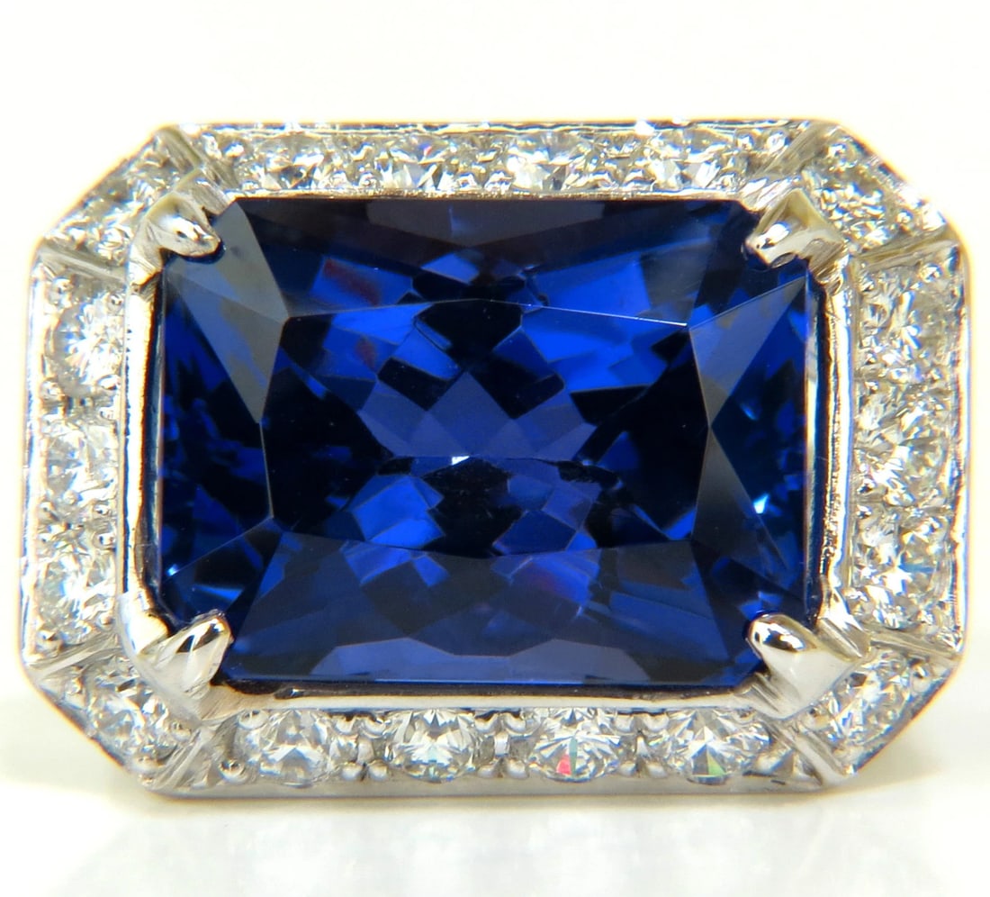 GIA 15.06CT 18KT NATURAL TANZANITE DIAMOND RING A+ D-BLOCK COLOR+ (1 of 7)