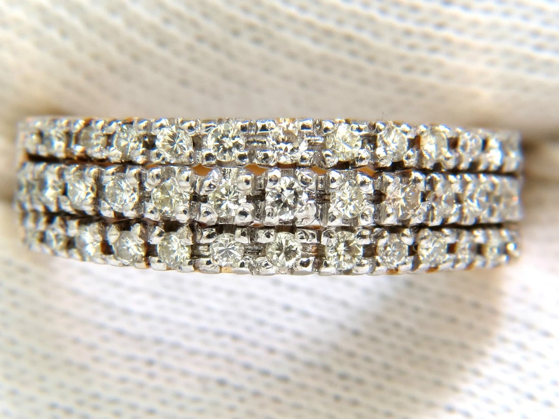 1.23CT DIAMONDS BAND RING H/VS CLASSIC 3 ROWS 14KT+ - 2