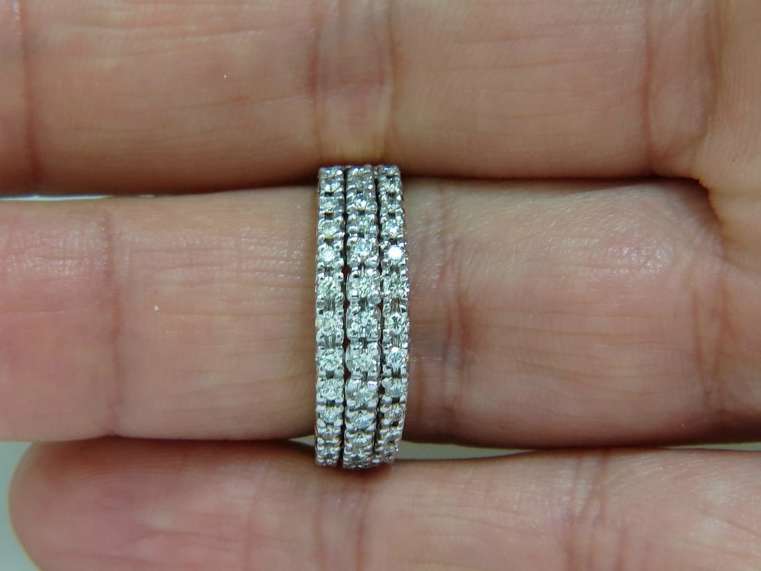 1.23CT DIAMONDS BAND RING H/VS CLASSIC 3 ROWS 14KT+ - 8