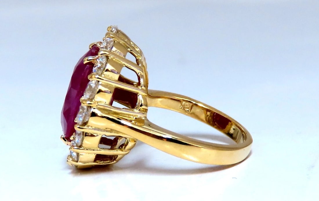 GIA certified 11.90ct natural ruby diamond ring 18kt classic halo - 3