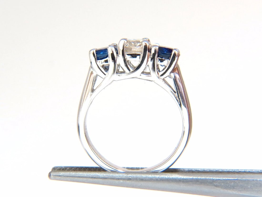 2.48ct natural sapphires diamond three stone ring 14kt royal blue+ - 4