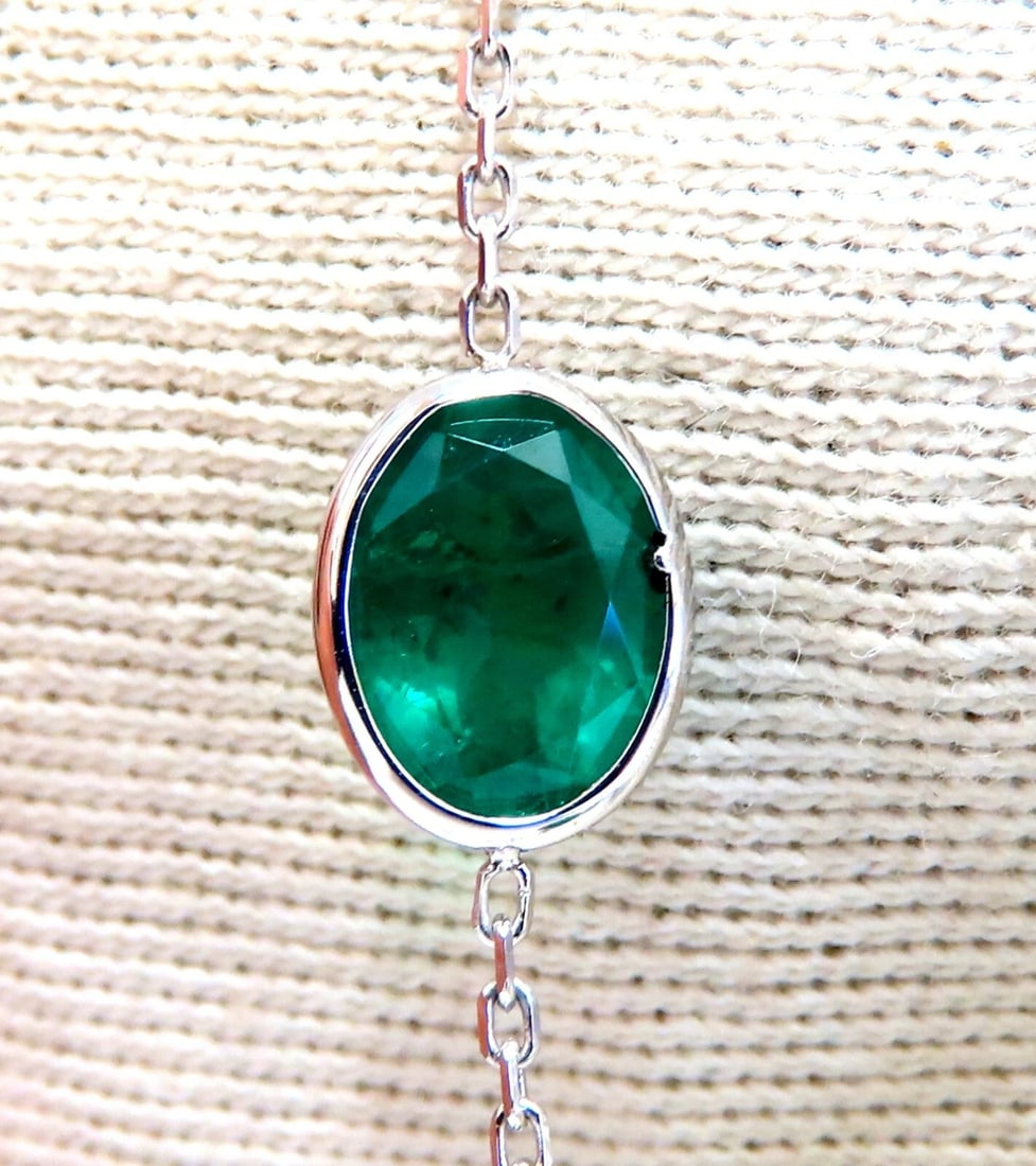 12.88ct. Natural Emeralds Diamonds Yard Necklace 14kt ** - 3