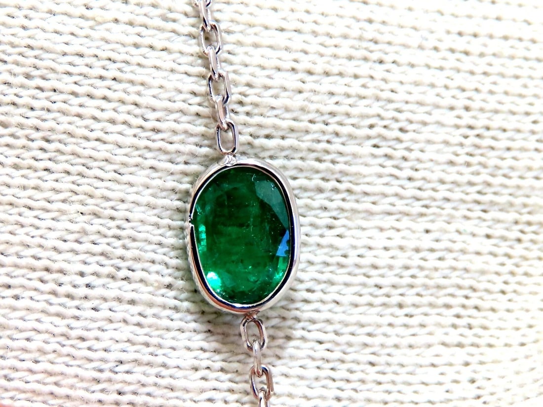 12.88ct. Natural Emeralds Diamonds Yard Necklace 14kt ** - 4
