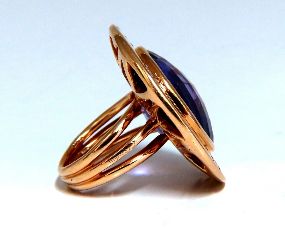 Garavelli 17ct Natural Amethyst Diamonds Ring 18kt Italy - 6