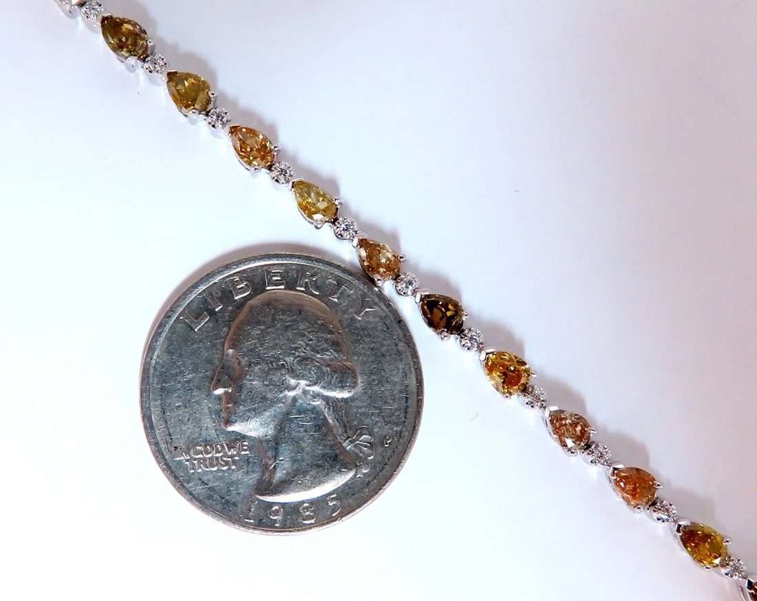 5.02ct Natural Fancy Multicolor Diamond Tennis Bracelet 14kt** - 2