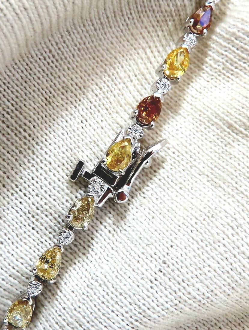 5.02ct Natural Fancy Multicolor Diamond Tennis Bracelet 14kt** - 4