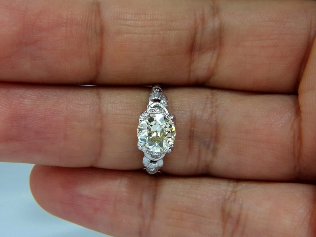1.33ct vintage class old mine cut natural diamond engagement ring platinum+ - 2