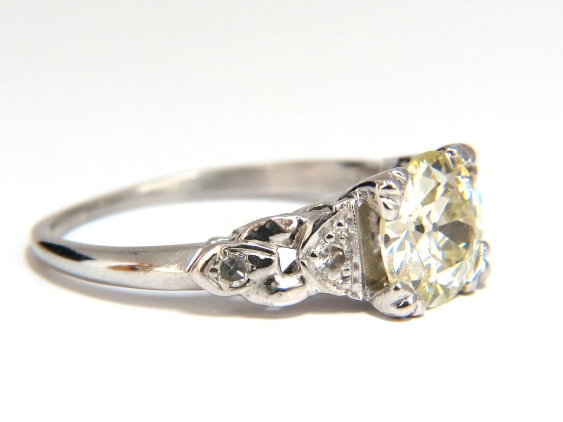 1.33ct vintage class old mine cut natural diamond engagement ring platinum+ - 3