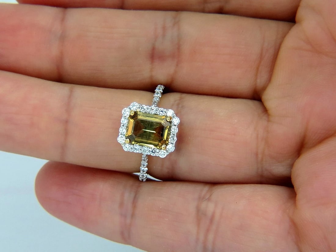 2.60ct natural vivid golden sapphire diamonds ring 14kt halo classic - 4
