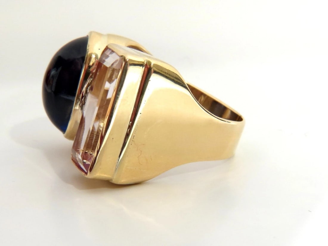 14.75ct Lab Sapphire diamonds ring vivid blue 14kt Kuzite - 3