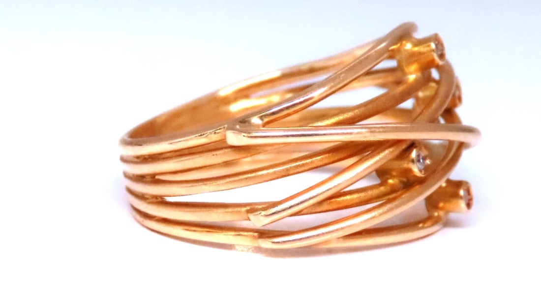 .04ct Natural Diamond Satin Barbed Wire Form Ring 14kt gold 12420 - 2