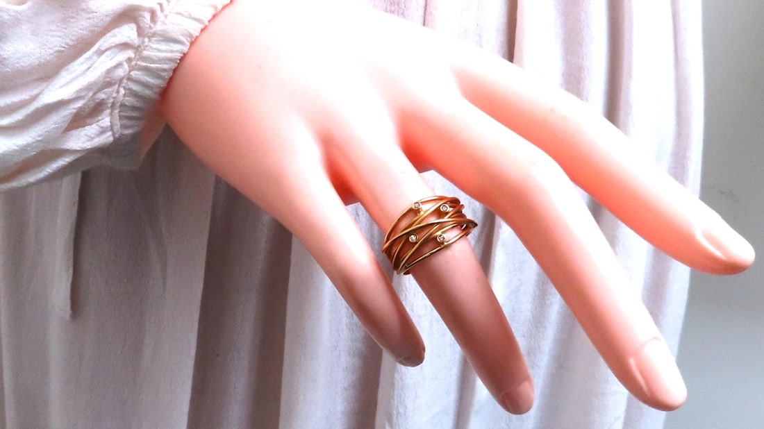 .04ct Natural Diamond Satin Barbed Wire Form Ring 14kt gold 12420 - 6