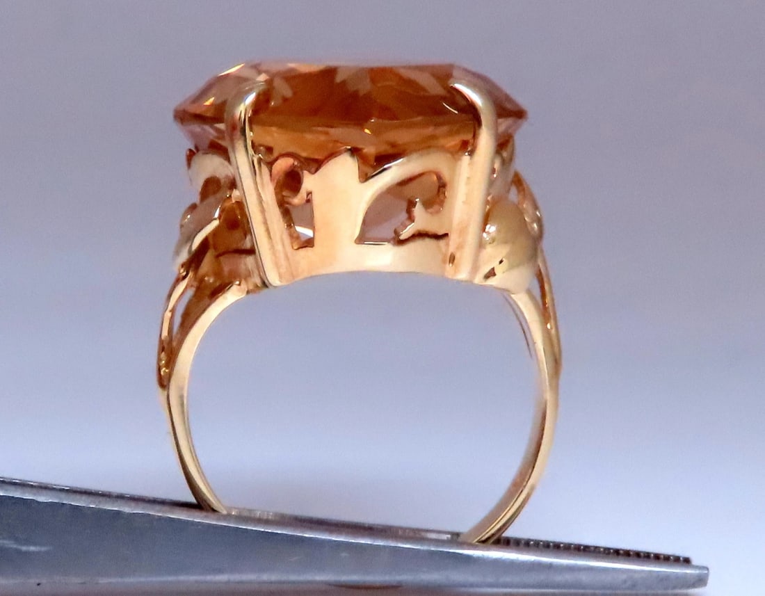 20ct. Natural Pear Citrine Victorian Solitaire Style Ring 18kt Gold Ref 12298 - 4