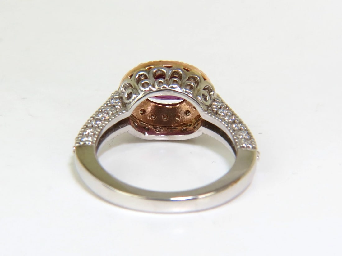 2.78CT NATURAL FINE PURPLE RED RUBY DIAMOND RING 14KT G/VS+ - 4