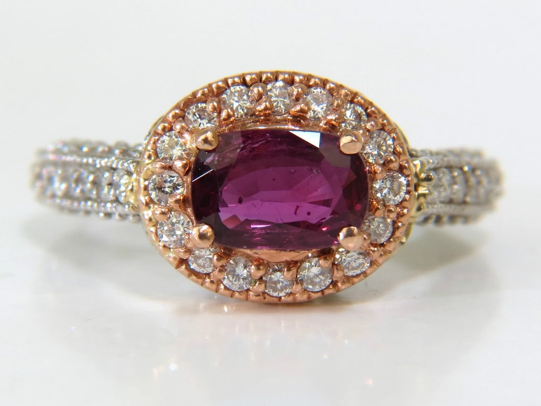2.78CT NATURAL FINE PURPLE RED RUBY DIAMOND RING 14KT G/VS+ - 5