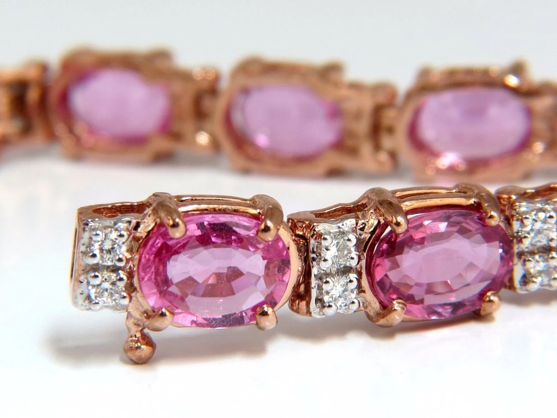 22.46ct natural Vivid Pink Sapphire diamond bracelet 14kt g/vs pink statement** - 4