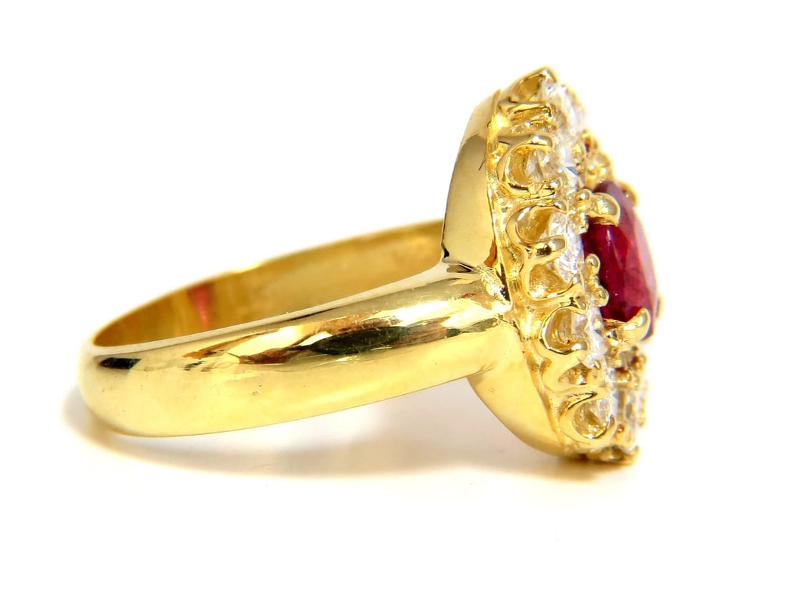 GIA Certified 1.12ct Natural No Heat Ruby Cluster Ballerina Diamonds Ring 18kt - 3