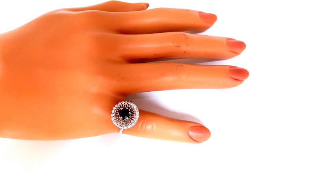 .80ct natural sapphire diamonds cocktail cluster ring 14kt - 2