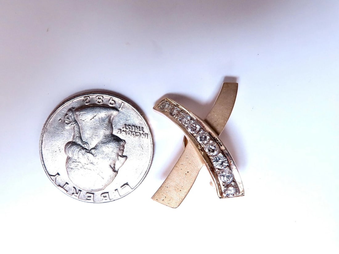 1.20ct. natural round diamond classic x earrings 14kt clip** - 4