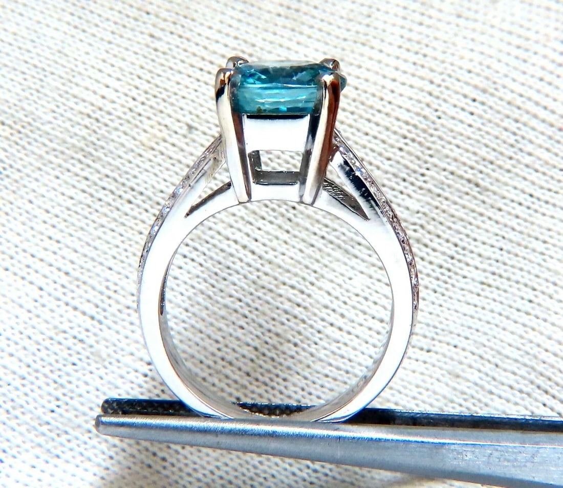 5.82ct Natural Indigo Blue zircon Diamonds Ring 14kt - 3