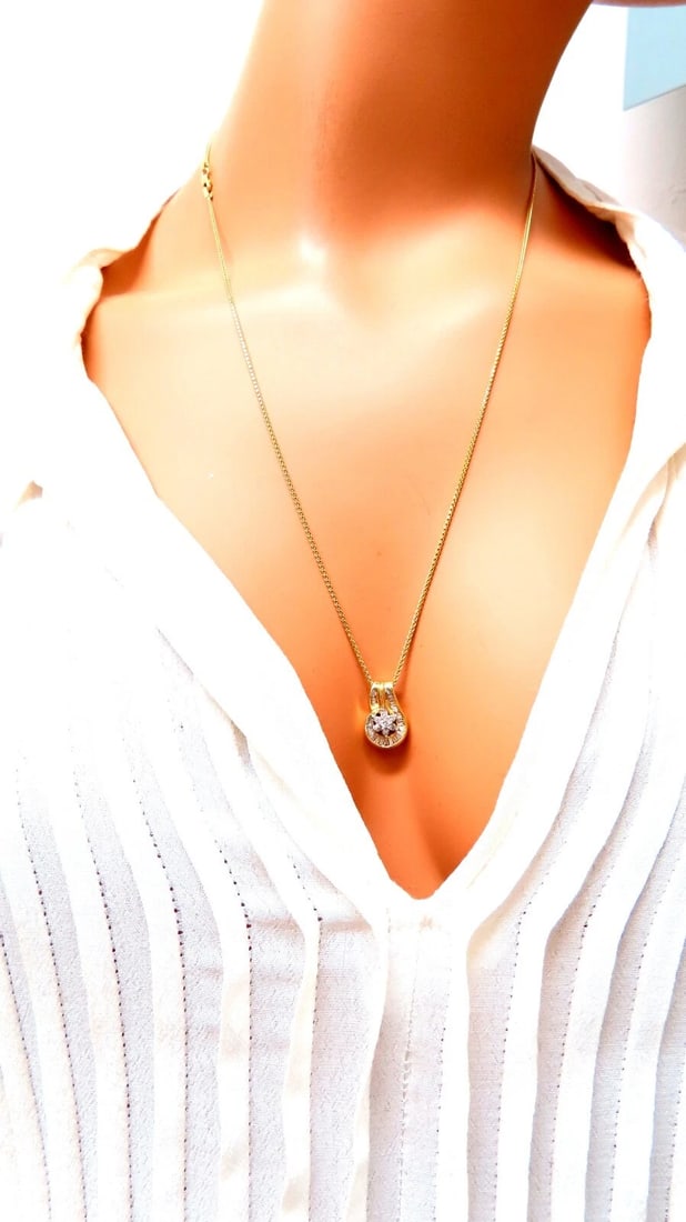 .55 carat natural diamonds baguette cluster pendant and chain 14 karat 24 inch** - 6