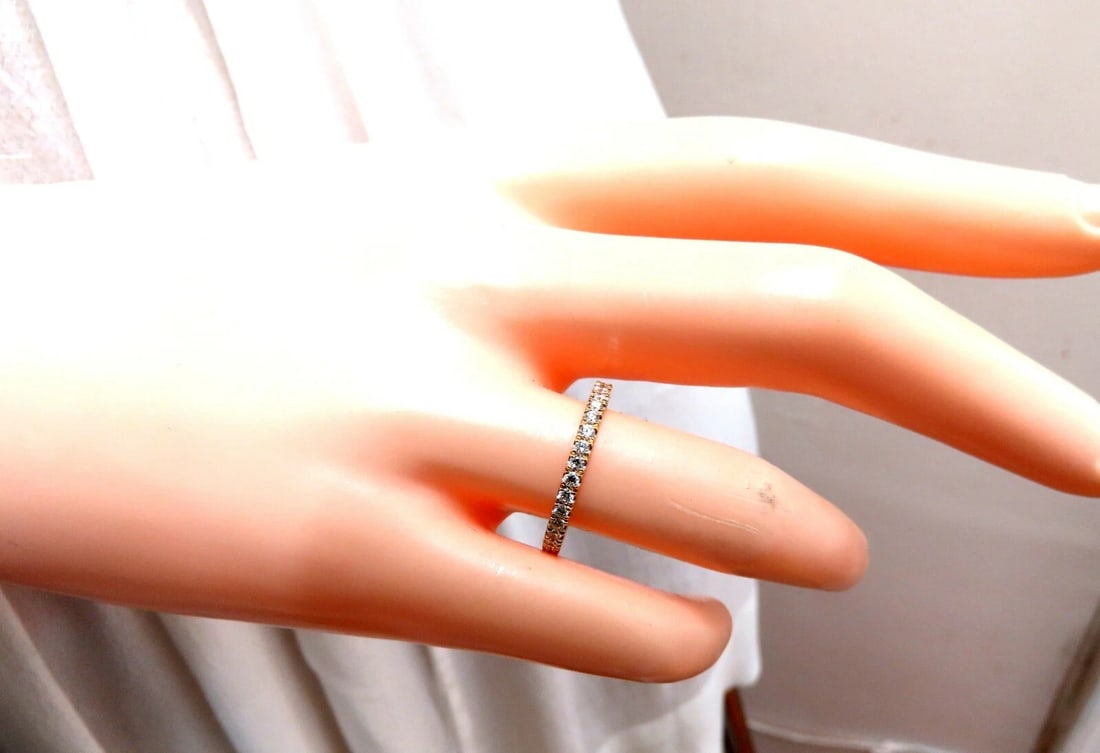 .40ct natural round diamond band ring 14 Karat Bead Set Pave Flat Band - 4