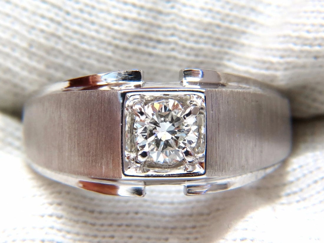 .56ct. mens natural round diamond solitaire ring 14kt brush finished + - 7