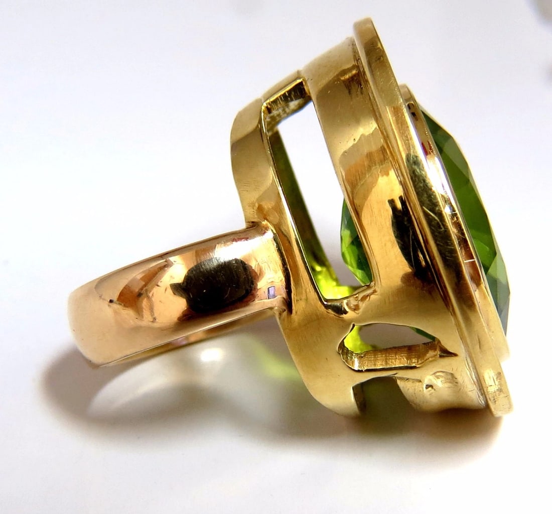 22.50ct natural green peridot diamond demantoid ring 14kt+ - 3