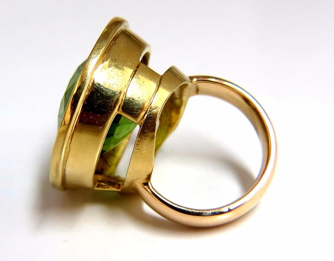 22.50ct natural green peridot diamond demantoid ring 14kt+ - 4
