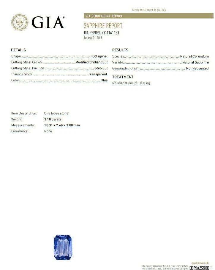 GIA Certified 3.18ct Natural No Heat Blue Sapphire Diamonds Necklace 14kt ** - 7