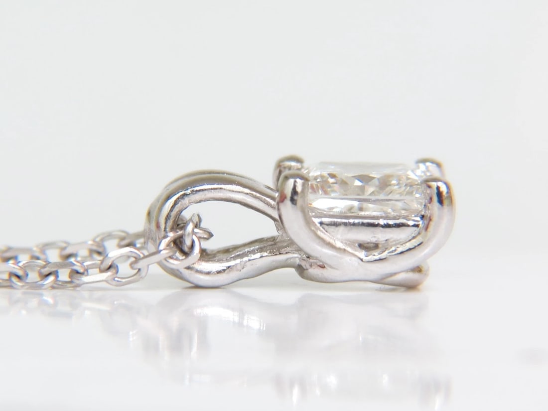 GIA 1.01CT BRILLIANT PRINCESS CUT DIAMOND SOLITAIRE PENDANT H/VVS1 14kt** - 2