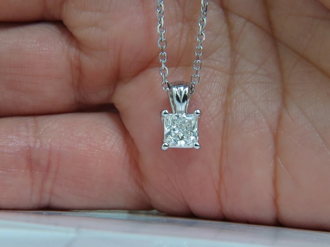 GIA 1.01CT BRILLIANT PRINCESS CUT DIAMOND SOLITAIRE PENDANT H/VVS1 14kt** - 5