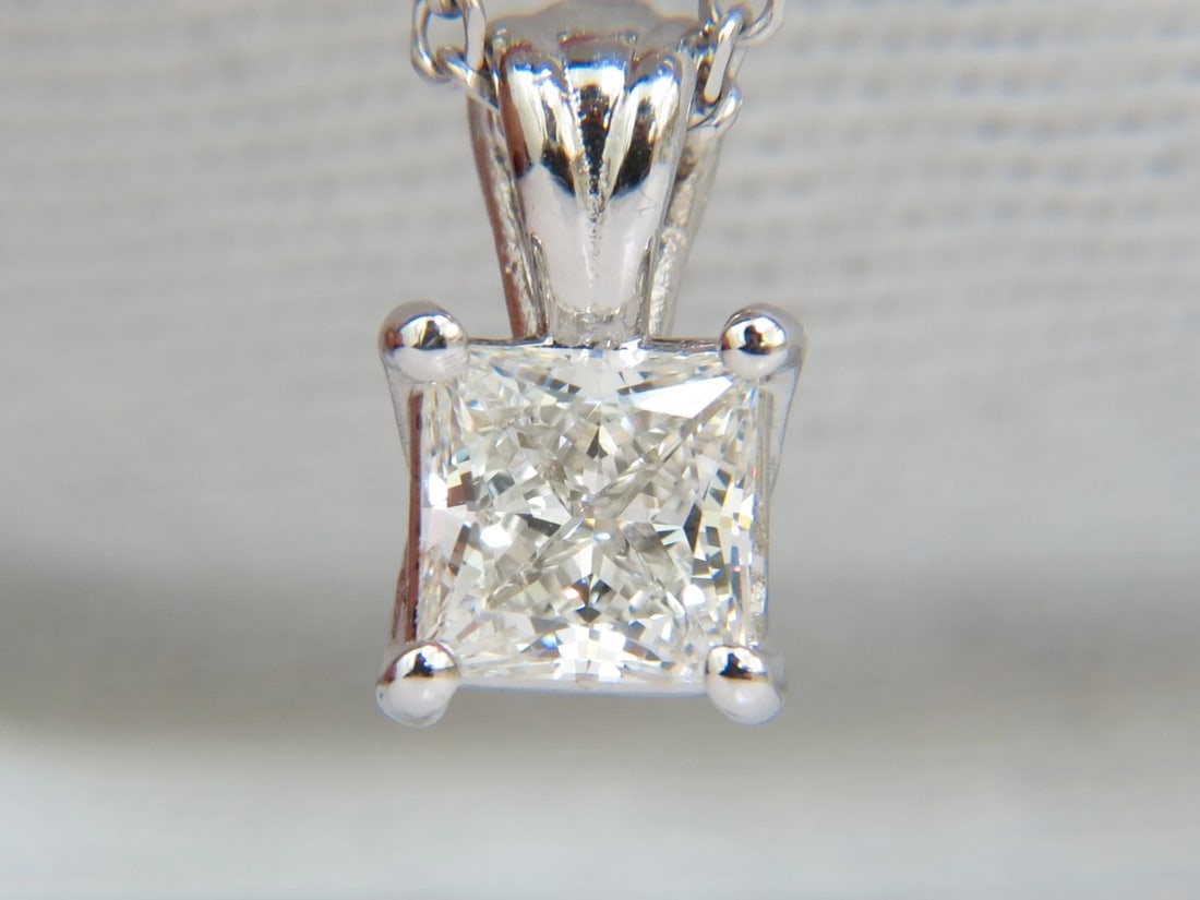 GIA 1.01CT BRILLIANT PRINCESS CUT DIAMOND SOLITAIRE PENDANT H/VVS1 14kt** - 6