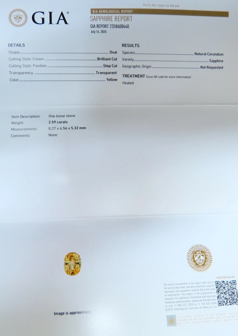 GIA Certified 2.59Ct Natural Yellow Natural Sapphire Diamonds Ring 14kt - 9