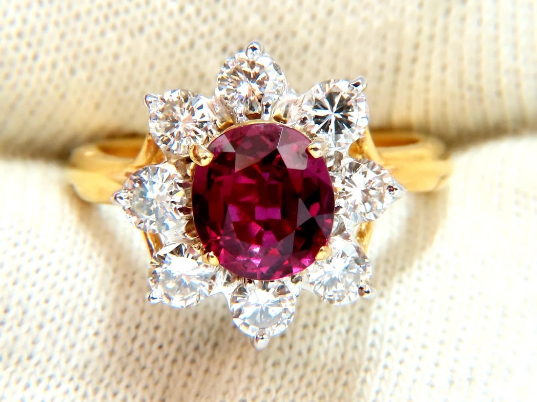 GIA Certified 3.20ct No Heat Natural Ruby Diamonds ring 14 Karat - 4