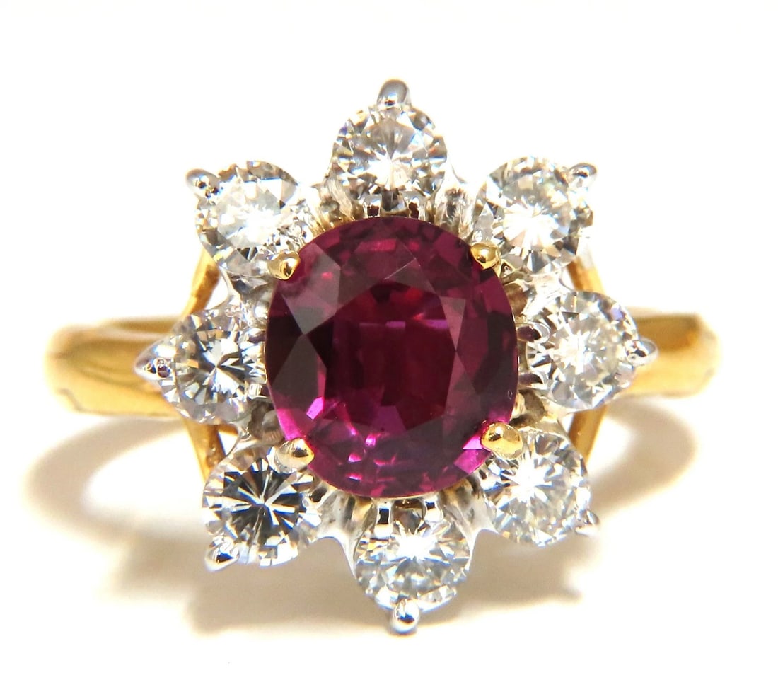 GIA Certified 3.20ct No Heat Natural Ruby Diamonds ring 14 Karat - 5