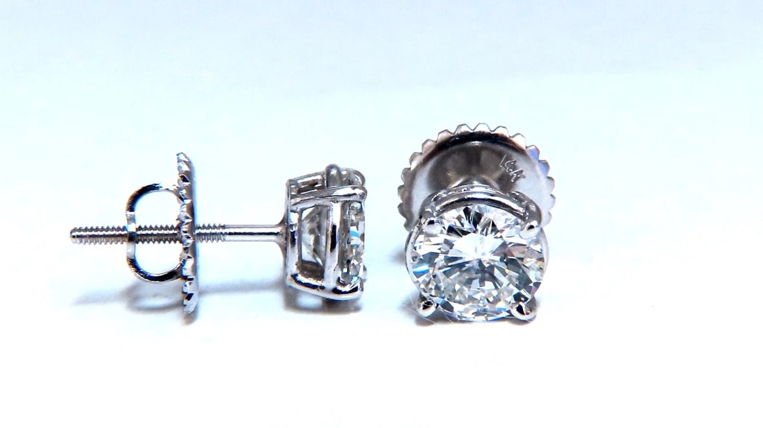 Diamond Studs GIA Certified 2.07ct Earrings 14kt** - 3