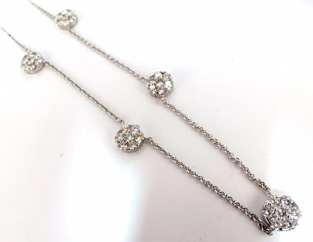 6.50ct natural diamonds (5) cluster yard necklace 14kt floretta 18 inch+** - 2