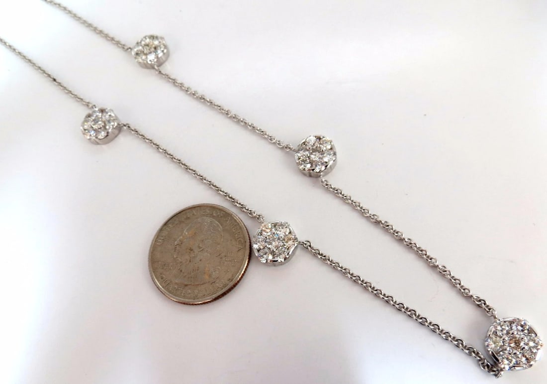 6.50ct natural diamonds (5) cluster yard necklace 14kt floretta 18 inch+** - 3