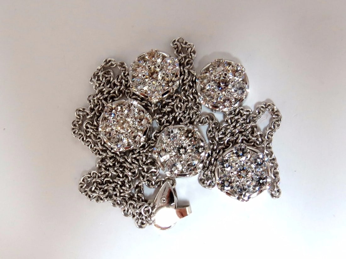 6.50ct natural diamonds (5) cluster yard necklace 14kt floretta 18 inch+** - 6