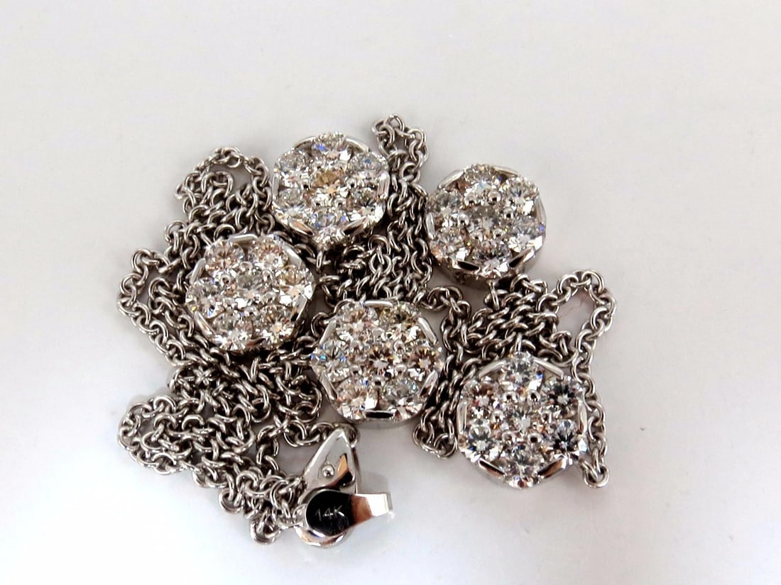 6.50ct natural diamonds (5) cluster yard necklace 14kt floretta 18 inch+** - 7